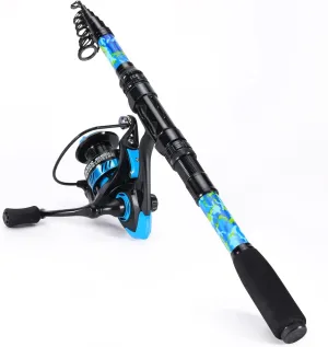 Sougayilang Telescopic Fishing Rod with CNC Reel Seat, Portable Retractable Rod, Travel Fishing Pole for Bass Salmon Trout Fishing