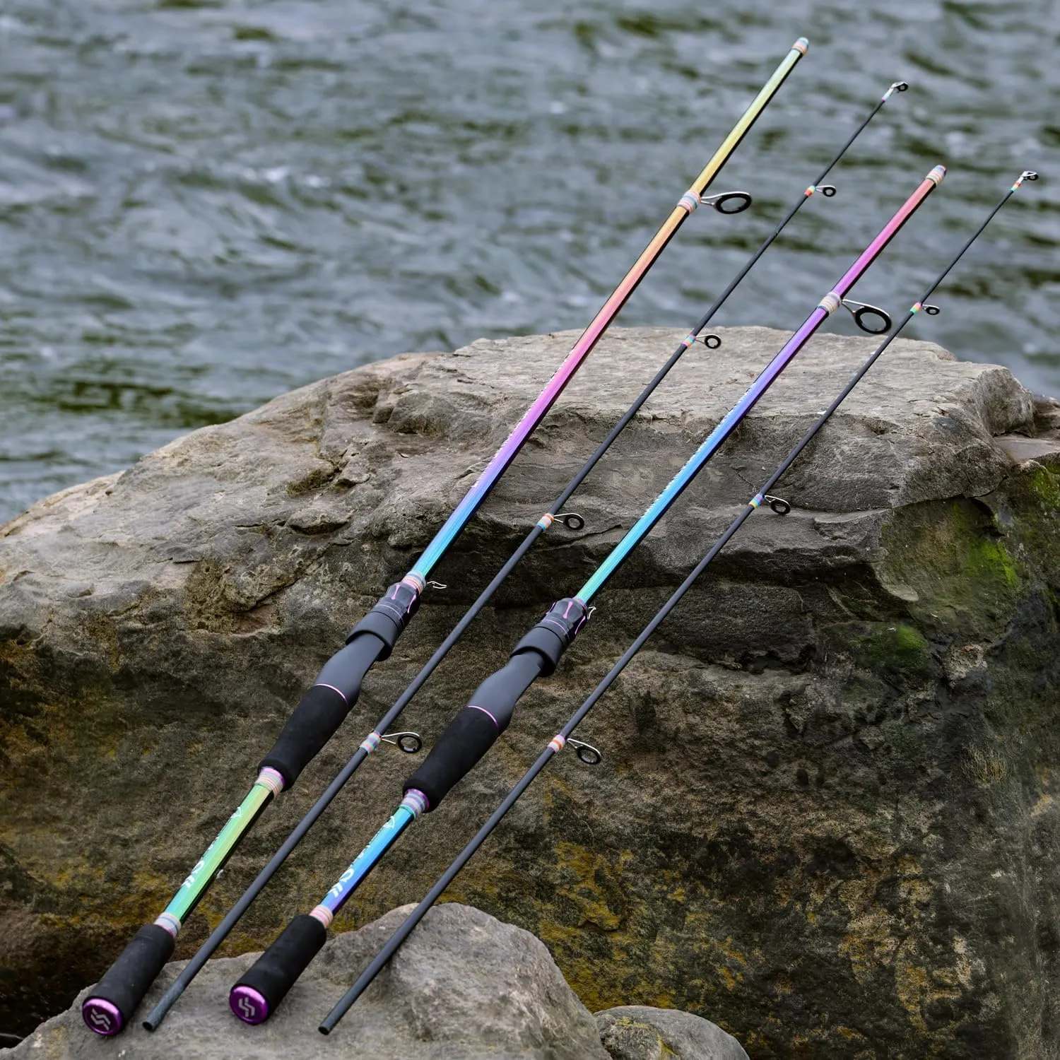 Sougayilang Two Sections Fishing Pole,6.9Ft Colorful Rod Guide Rings Light Weight for Bass,Catfish and Other Small Fishes