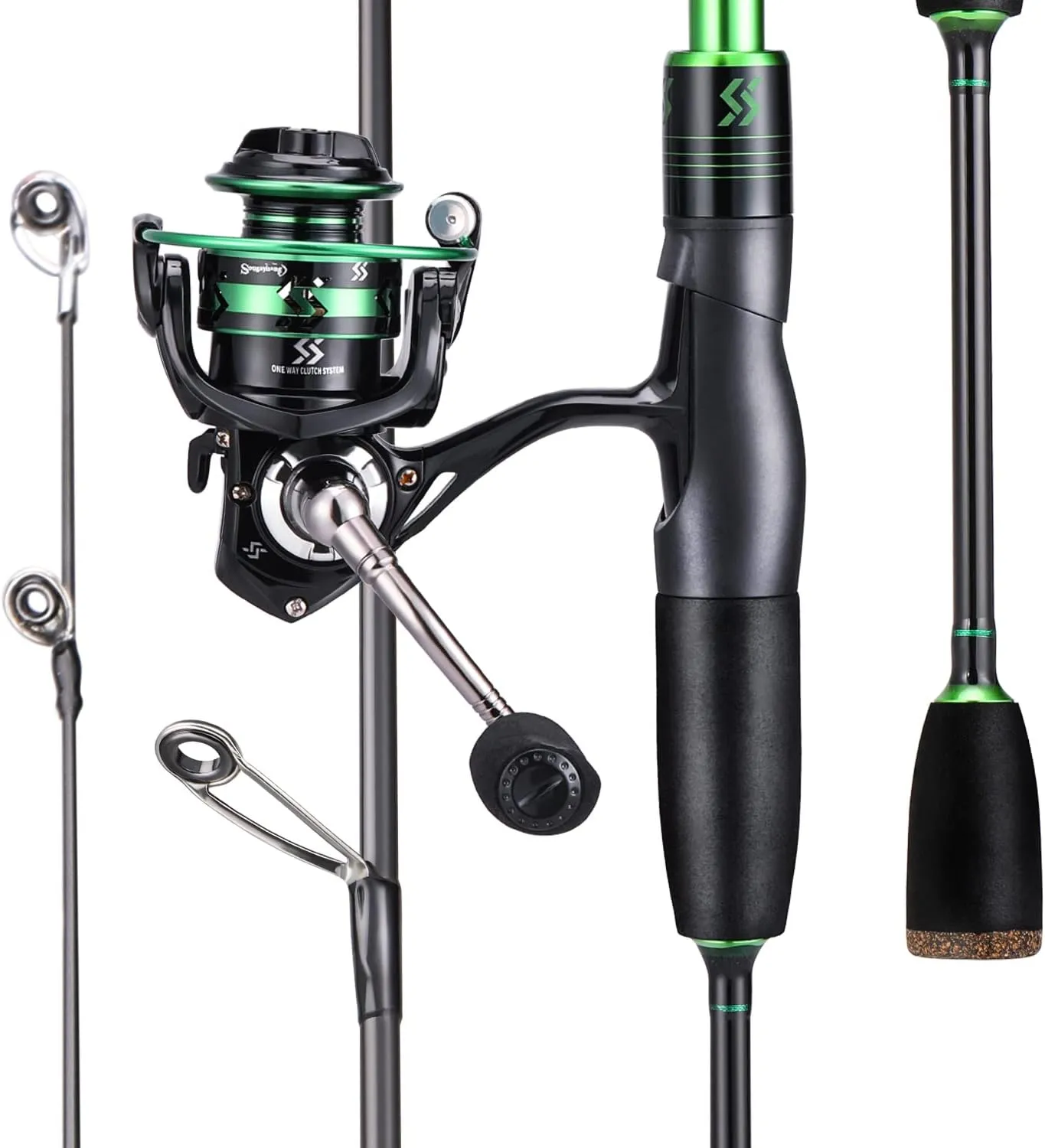 Sougayilang Ultralight Fishing Rod Reel Combos,Portable 2-Piece Spinning Fishing Pole with Stainless Steel Guides