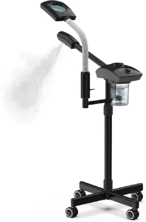 Spa Facial Steamer, Professional Facial Moisturizing Sprayer with Rolling Wheel Stand, 2 in 1 LED Hot and Cold Facial Steamer Beauty Light, Skin Cleaning Equipment, Use in SPA Salon Beauty