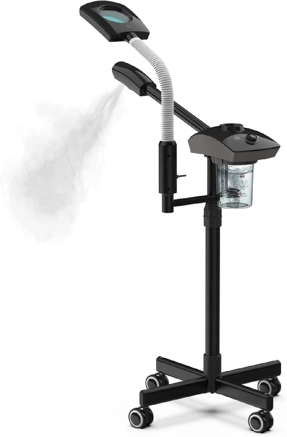 Spa Facial Steamer, Professional Facial Moisturizing Sprayer with Rolling Wheel Stand, 2 in 1 LED Hot and Cold Facial Steamer Beauty Light, Skin Cleaning Equipment, Use in SPA Salon Beauty