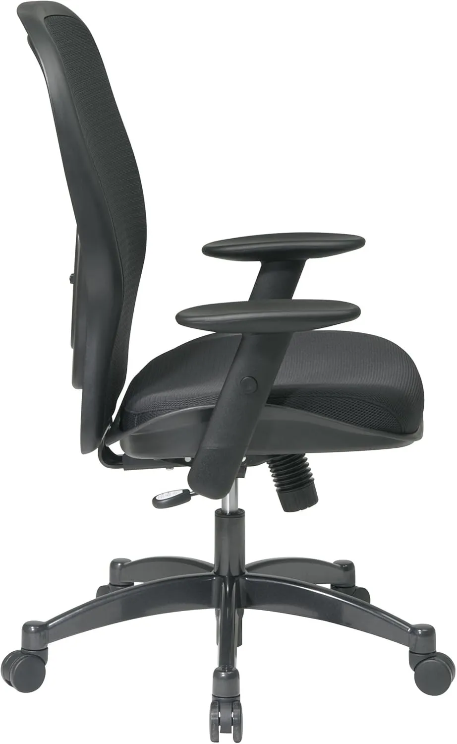 SPACE Seating Breathable Mesh Black Back and Padded Mesh Seat, 2-to-1 Synchro Tilt Control, Adjustable Arms and Lumbar Support with Gunmetal Finish Base Managers Chair