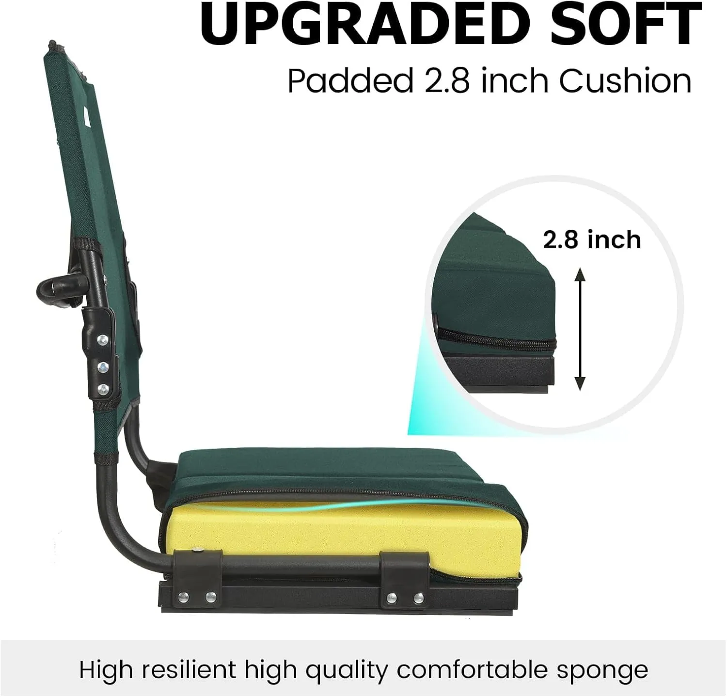 Stadium Seats for Bleachers with Back Support Wide, Portable Bleacher Chairs with Highest Back and Thick Cushion, Folding Padded Stadium Chair for Adults at Sports Events and Concerts (Hunter Green)