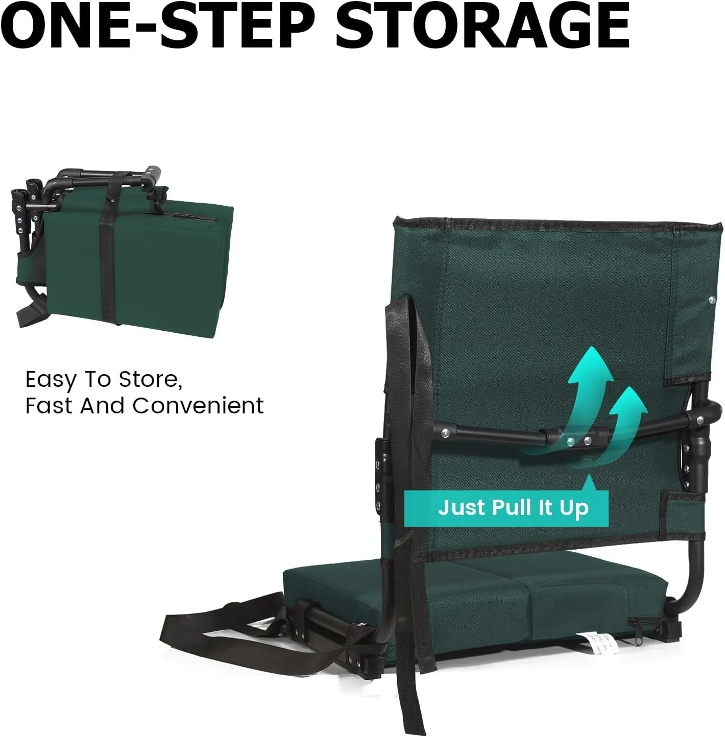 Stadium Seats for Bleachers with Back Support Wide, Portable Bleacher Chairs with Highest Back and Thick Cushion, Folding Padded Stadium Chair for Adults at Sports Events and Concerts (Hunter Green)