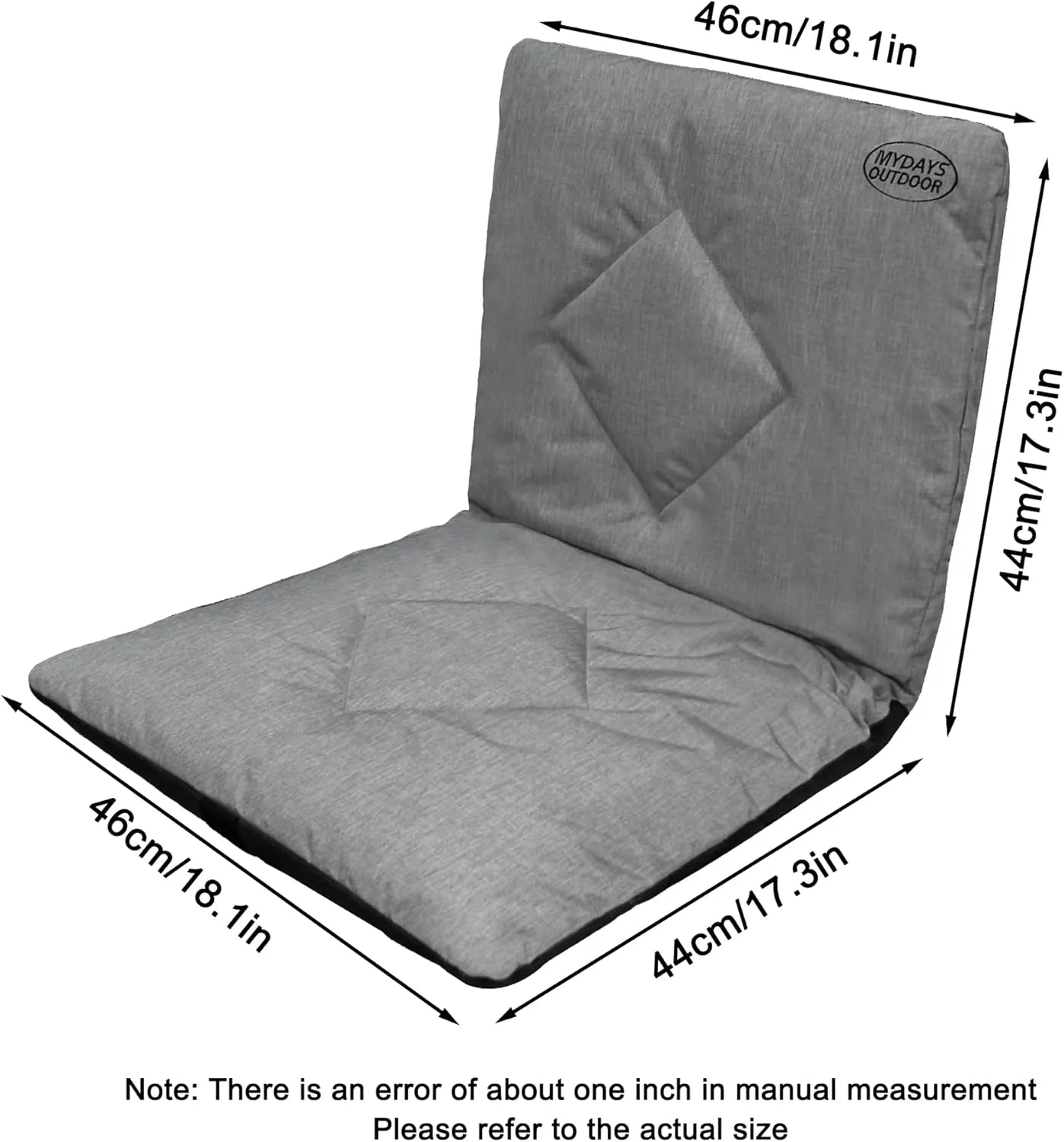 Stadium Seats, Meditation Cushion, Padded Floor Chair with Back Support, Adjustable Multiangle Floor Cushions, Japanese Floor Chair for Outdoor Indoor Reading Gaming & Working(Grey)