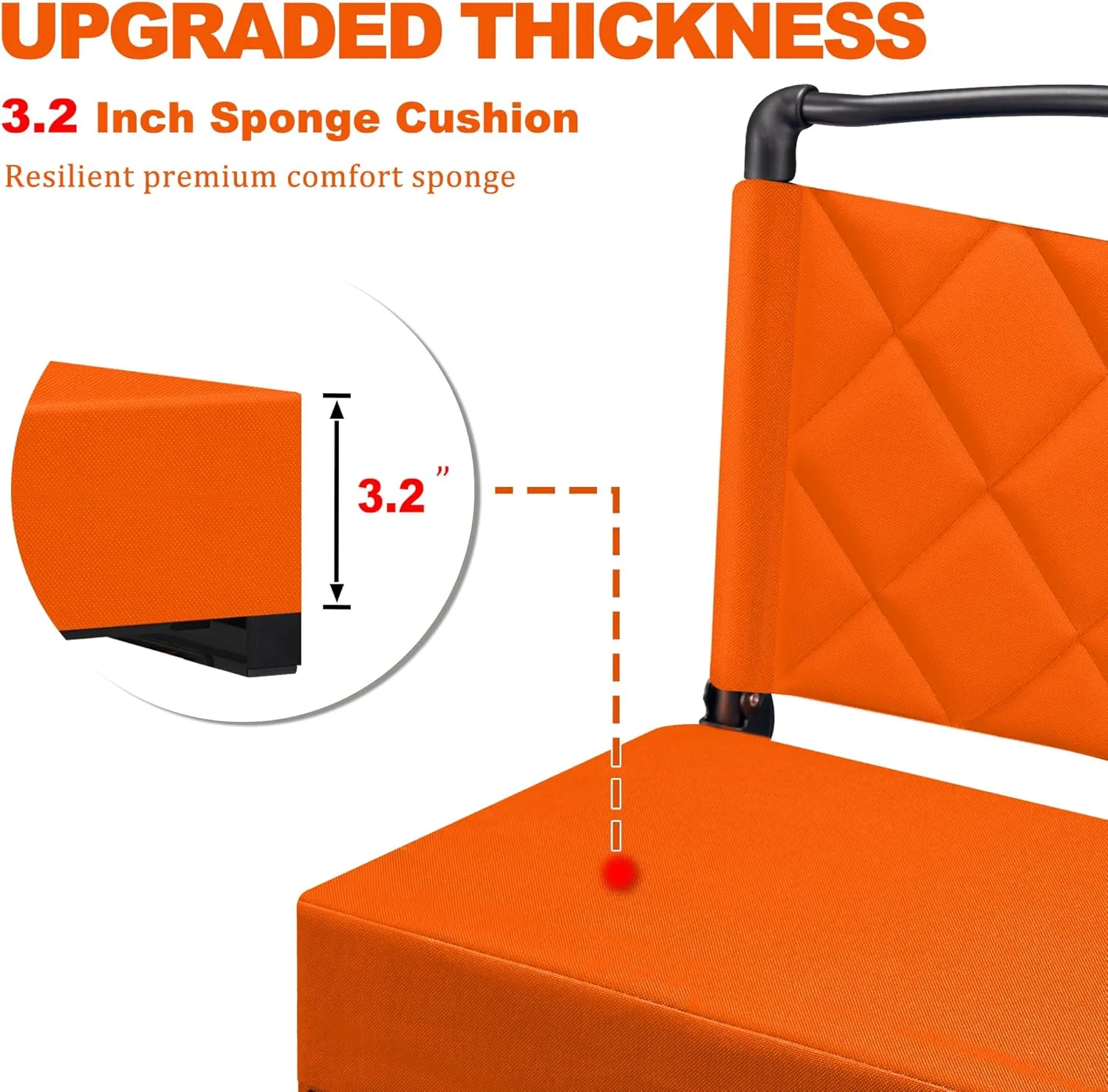 Stadium Seats with Back Support and Cushion Thick Padded Bleacher Chairs with Shoulder Strap, Portable Folding Stadium Seat Chairs for Bleachers Include Cup Holder and Side Pocket