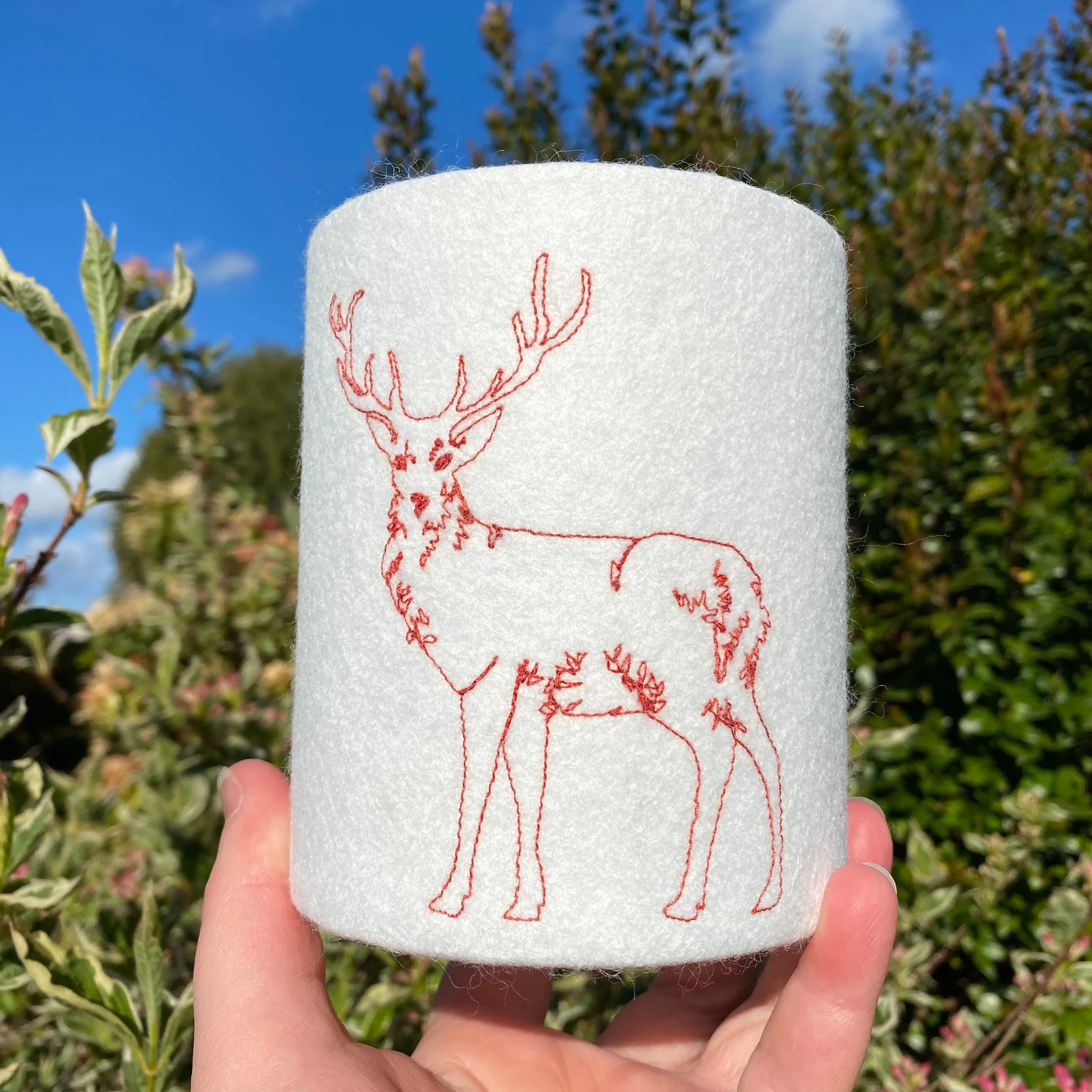 Stag embroidered lantern