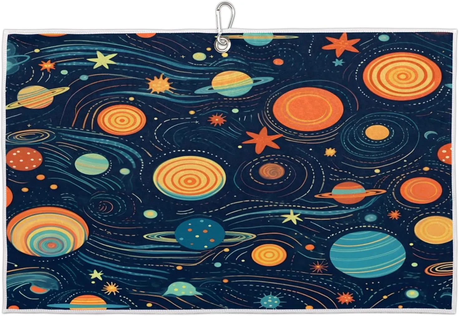 Starry Sky Abstract Golf Towel with Heavy Duty Carabiner Clip Quick Dry Ultra Absorbent Club Ball Cleaning Towel Golf Accessories for Men Women