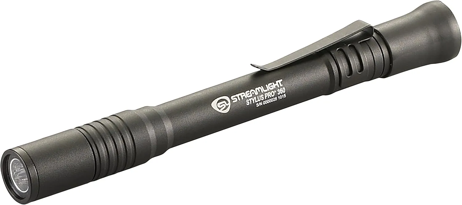 Streamlight 66218 Stylus Pro 64-Lumen 360 Penlight/Lantern Combo Flashlight with 2 AAA Alkaline Batteries, Black