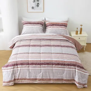 Striped Boho Floral Queen Sheet Set with Comforter, Reversible Colorful Queen Bed in A Bag, 7 Piece Comforter Set Include Comforter, Sheets, Pillowcases &Pillow Shams