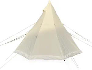 Suitable for 3-4 People, Bell Tent 4-Season 9.85-Foot Deluxe Camping Tent, Great for Family Camping, Hiking, Waterproof Canvas with Aluminum Poles（ Ship from Local Warehouse）