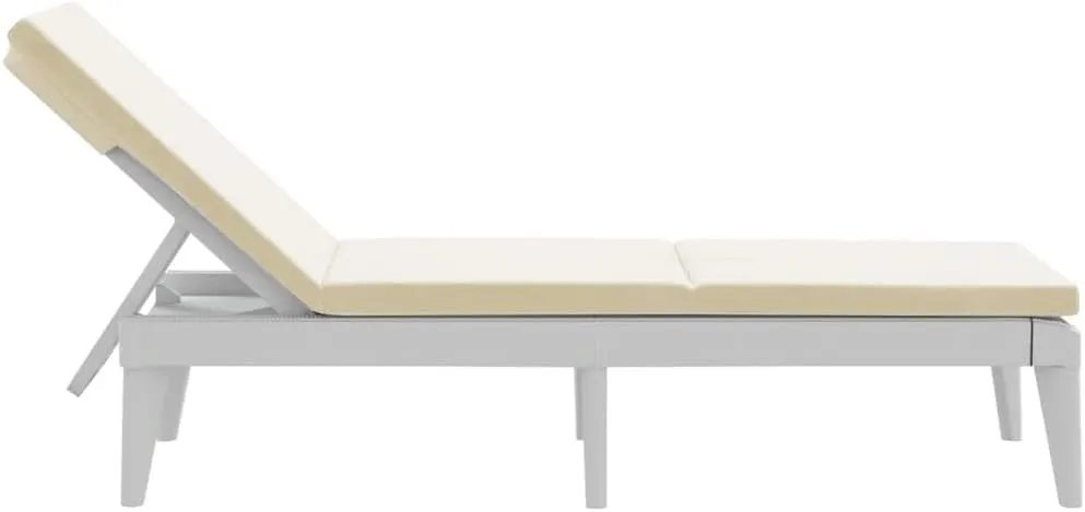 Sun Lounger with Cushion White 73.2"x23.6"x11.4" PPoutdoor Lounge Chairs Camping Chairs Tanning Chair Recliner chairSuitable for Gardens, courtyards