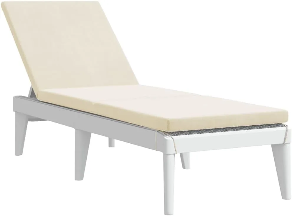 Sun Lounger with Cushion White 73.2"x23.6"x11.4" PPoutdoor Lounge Chairs Camping Chairs Tanning Chair Recliner chairSuitable for Gardens, courtyards