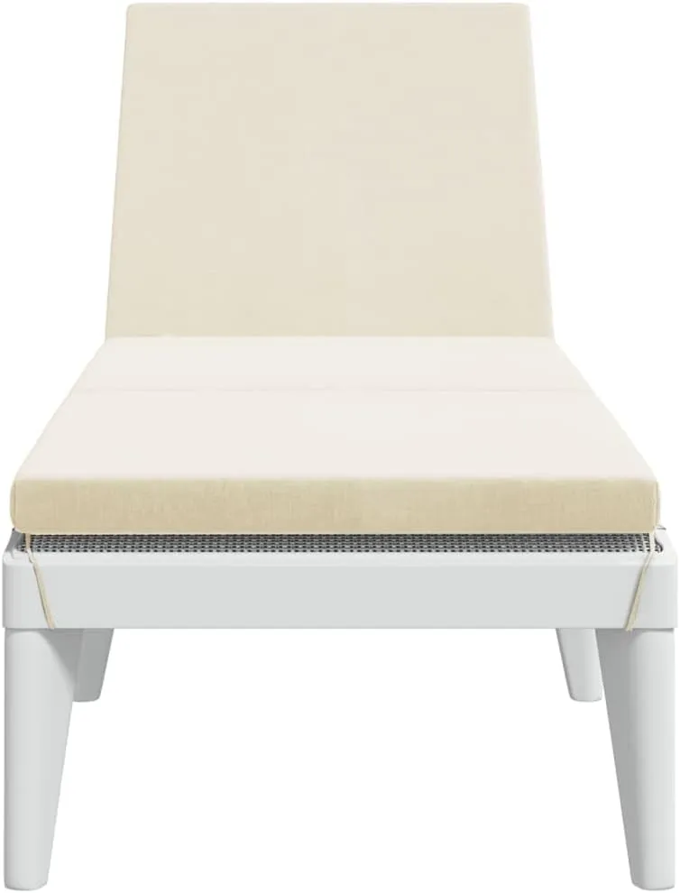 Sun Lounger with Cushion White 73.2"x23.6"x11.4" PPoutdoor Lounge Chairs Camping Chairs Tanning Chair Recliner chairSuitable for Gardens, courtyards