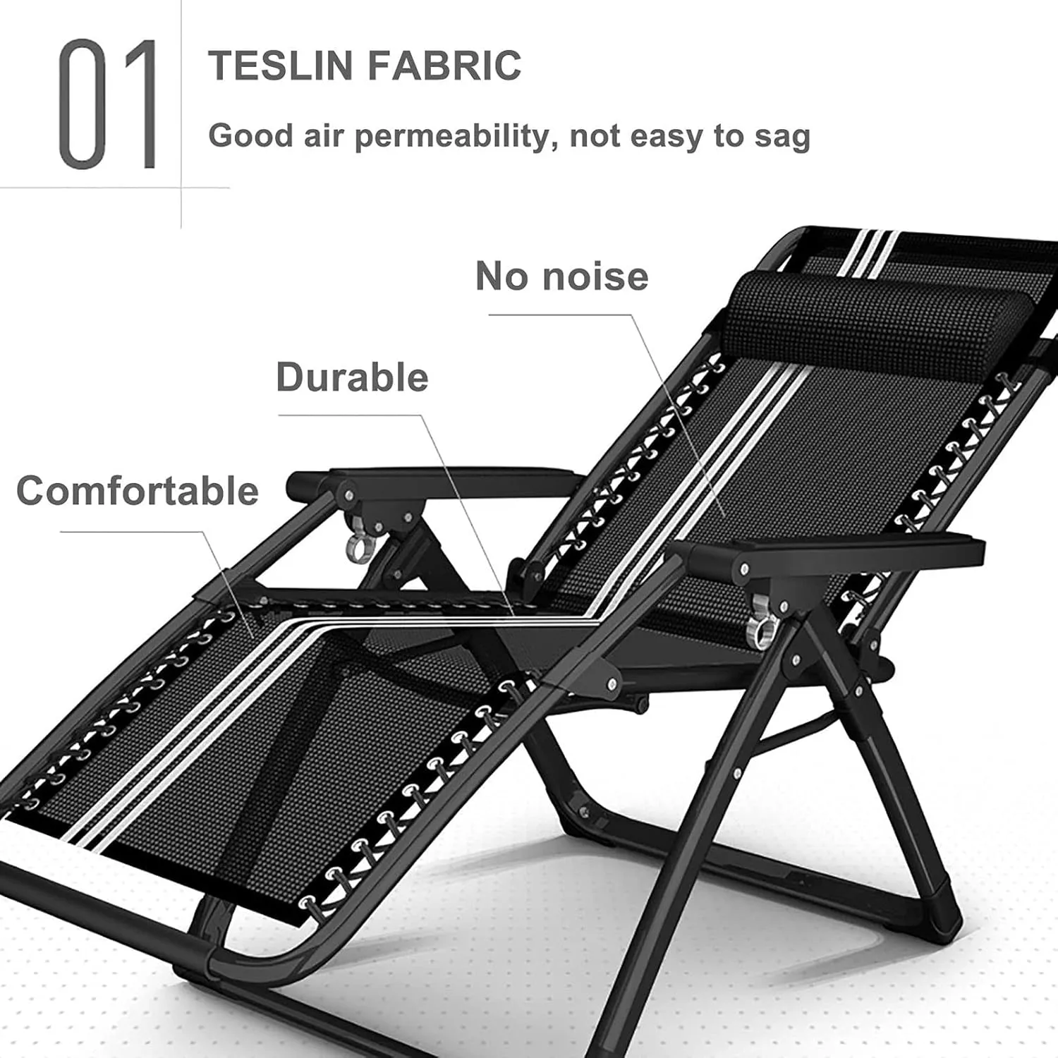 Sun Loungers with Cushions Adjustable Headrest, Multifunctional Folding Recliner Beach Chair for Outdoor Garden Camping (A)