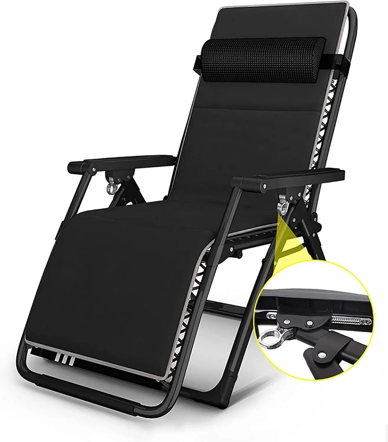 Sun Loungers with Cushions Adjustable Headrest, Multifunctional Folding Recliner Beach Chair for Outdoor Garden Camping (A)