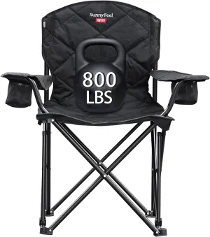 SUNNYFEEL XXL Oversized Camping Chair Heavy Duty 800 LBS for Big Tall People Padded Portable Folding Quad Lawn Chairs with Armrest Cup Holder & Pocket for Outdoor/Travel/Picnic/Camp/Sports