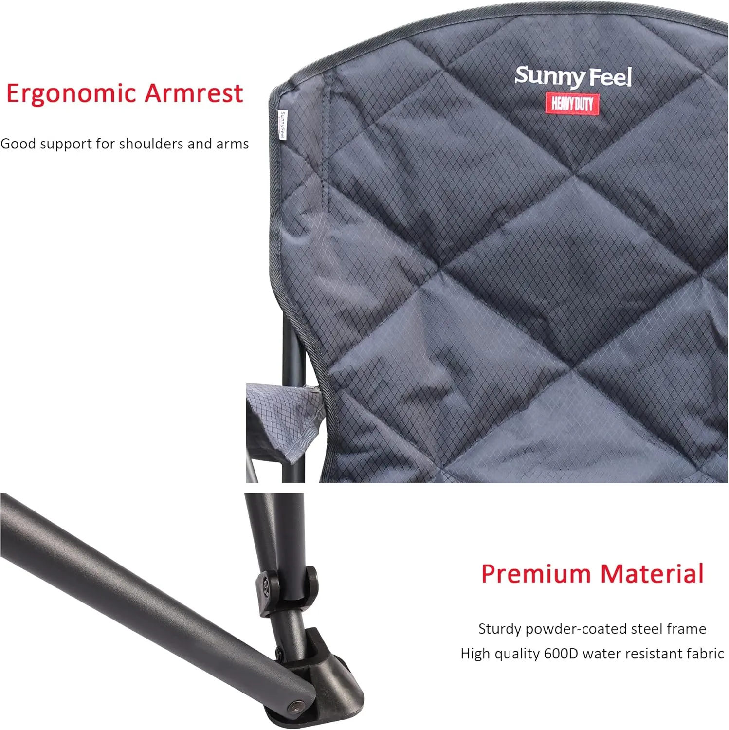 SUNNYFEEL XXL Oversized Camping Chair Heavy Duty 800 LBS for Big Tall People Padded Portable Folding Quad Lawn Chairs with Armrest Cup Holder & Pocket for Outdoor/Travel/Picnic/Camp/Sports