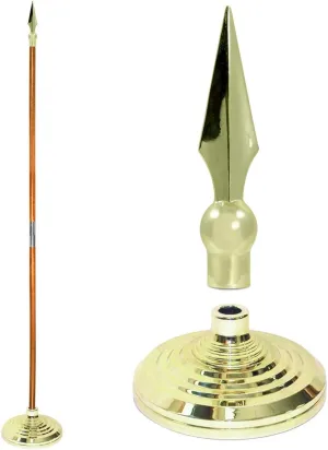 Super Tough Indoor Flag Pole kit 7ft - Metal Spear - Gold Texture Base - Aluminum Flagpole with Brass Finish - Heavy Duty Inside House Flagstaff - Interior Shaft and Stand - No Ensign Included