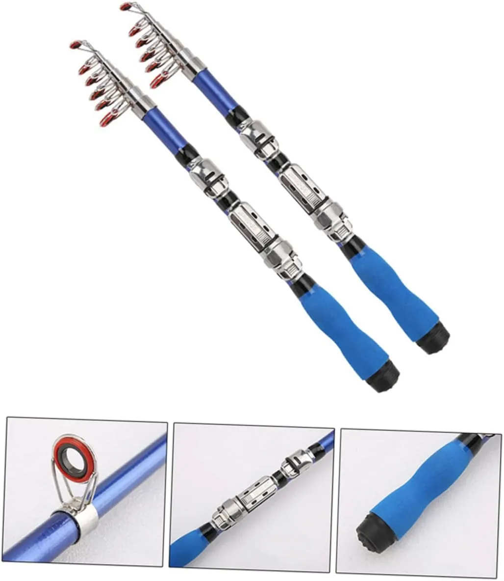 SUPVOX 2pcs Fishing Pole Carbon Fiber Fishing Rod Telescopic Fishing Rod Boat Fishing Rod Portable