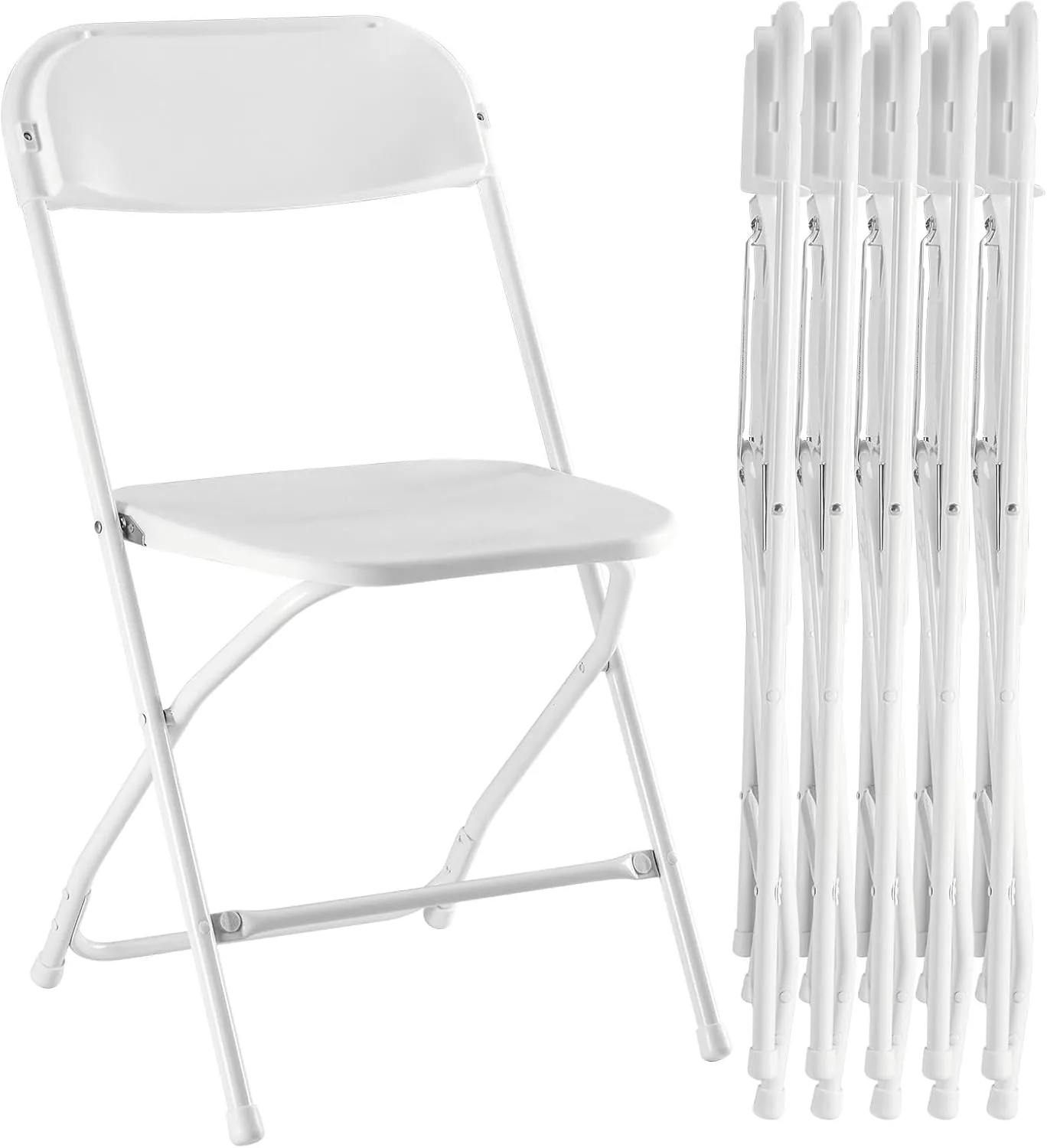 Sweetcrispy Folding Chair 6 Pack, Plastic Foldable Chairs with 330-Pound Capacity, Sturdy Metal Portable Chair, Easy to Use and Store, Outdoor and Indoor, for Home, Office, Party, Comfy, White