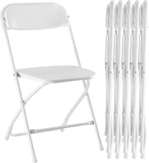 Sweetcrispy Folding Chair 6 Pack, Plastic Foldable Chairs with 330-Pound Capacity, Sturdy Metal Portable Chair, Easy to Use and Store, Outdoor and Indoor, for Home, Office, Party, Comfy, White