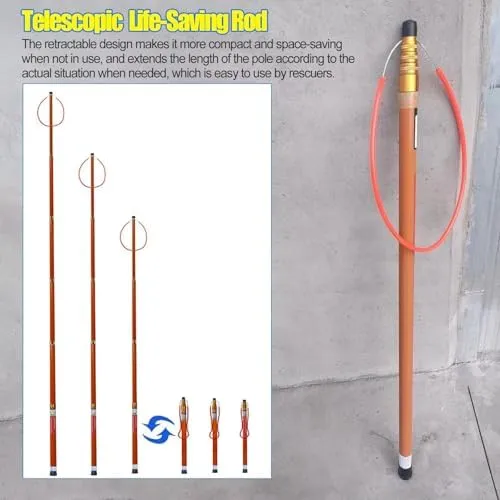 Swimming Pool Safety Rope Float Kit Professional Competition Divider LineTelescopic Emergency Rescue Hook and Pole for Swimming Pool Safety, Essential Water Park and Seaside Lifesaving Tool