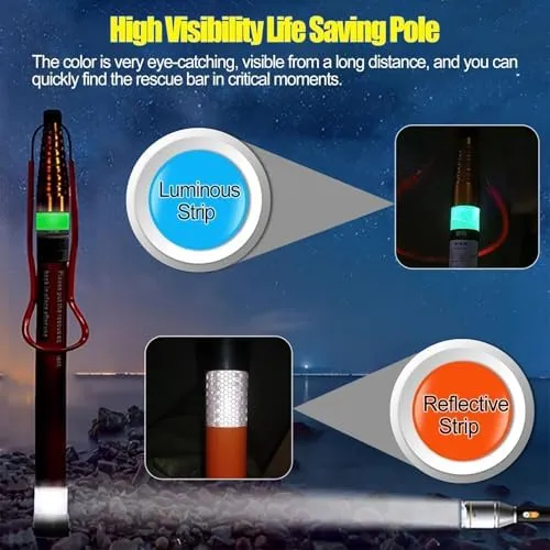 Swimming Pool Safety Rope Float Kit Professional Competition Divider LineTelescopic Emergency Rescue Hook and Pole for Swimming Pool Safety, Essential Water Park and Seaside Lifesaving Tool