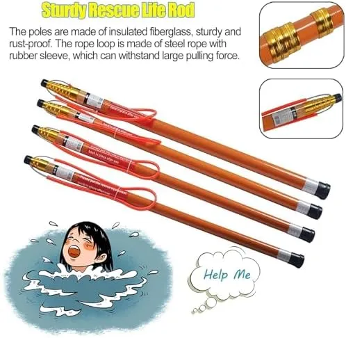 Swimming Pool Safety Rope Float Kit Professional Competition Divider LineTelescopic Emergency Rescue Hook and Pole for Swimming Pool Safety, Essential Water Park and Seaside Lifesaving Tool