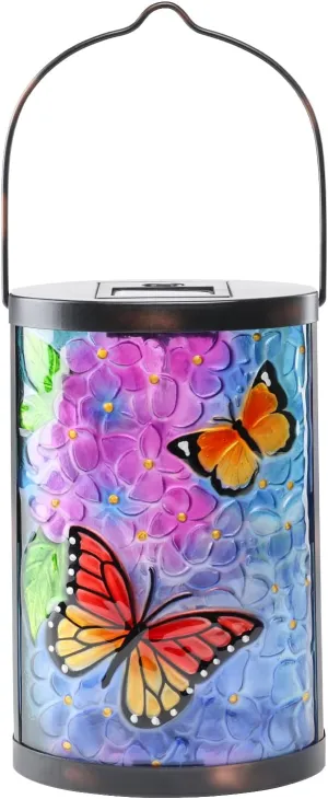 Taman Solar Lantern Outdoor Hanging Glass Butterfly Solar Lights Waterproof LED Lamp for Garden Yard Tree Desk Decor