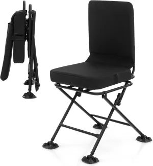Tangkula Hunting Chair, 360 Degree Swivel Hunting Blind Chair with Padded Cushion, Adjustable Foot Pads, Camouflage Portable Folding Hunting Chairs for Blinds, Fishing, Camping