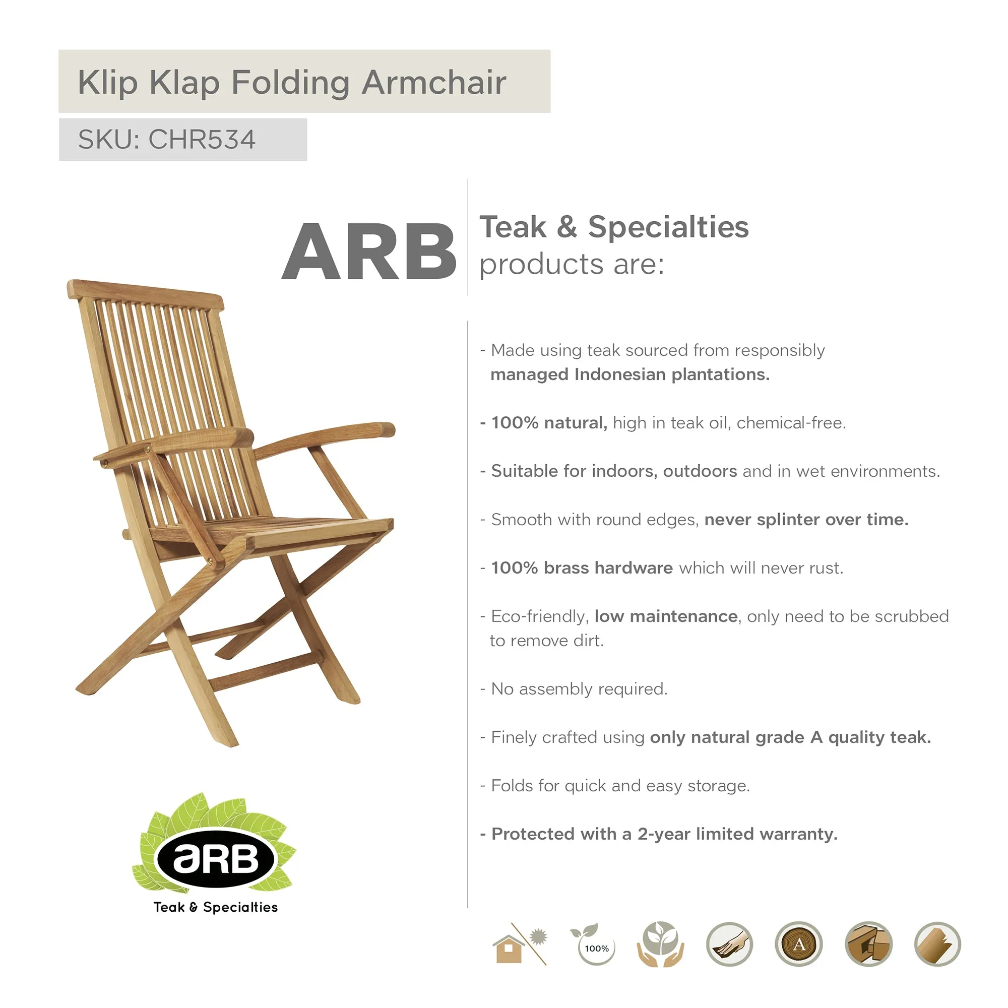 Teak Folding Armchair Klip Klap