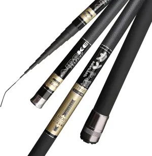 Telescopic Carbon Fiber Fishing Rod 8-12m Portable Fishing Pole Travel Rod for Rivers Lakes Reservoirs Streams