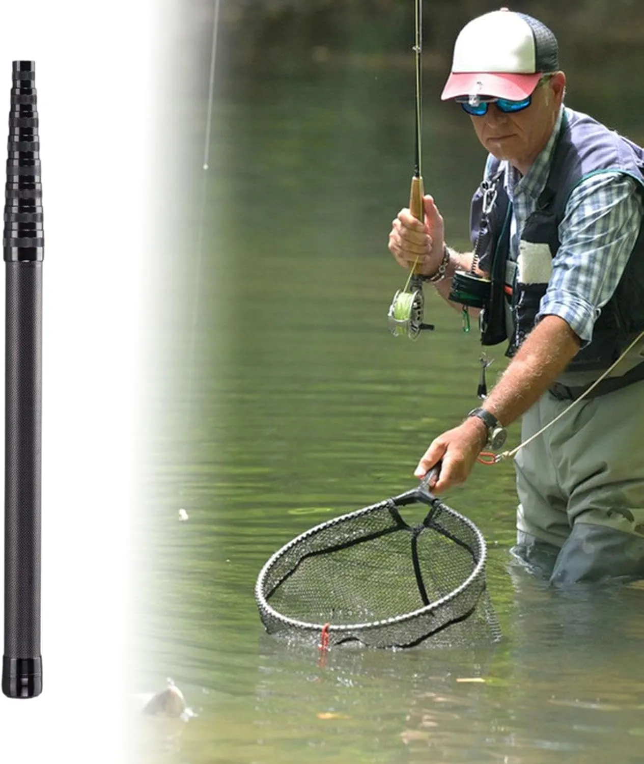 Telescopic Fishing Net Pole for River and Kayak Use