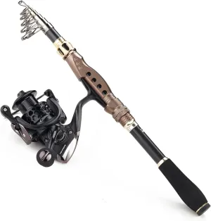 Telescopic Fishing Rod and Fishing Combo, Carbon Fiber Fishing Pole Portable Spinning Rod with Spinning Fishing Reel Set for Travel, Freshwater Saltwater Fishing