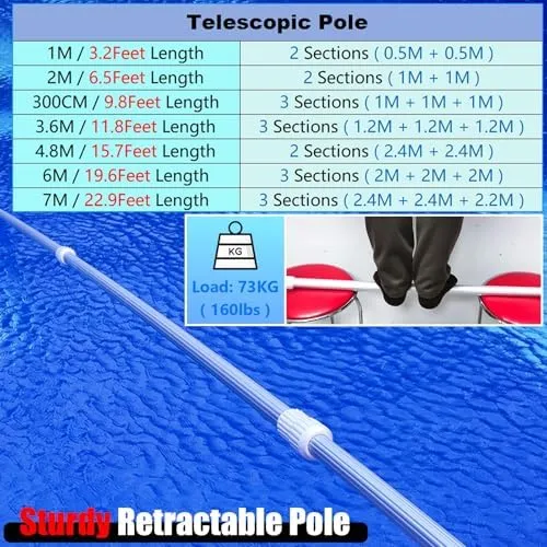 Telescopic Rescue Pole with Hook for Emergency Water Safety,Drowning Prevention Tool for Swimming Pools and Parks