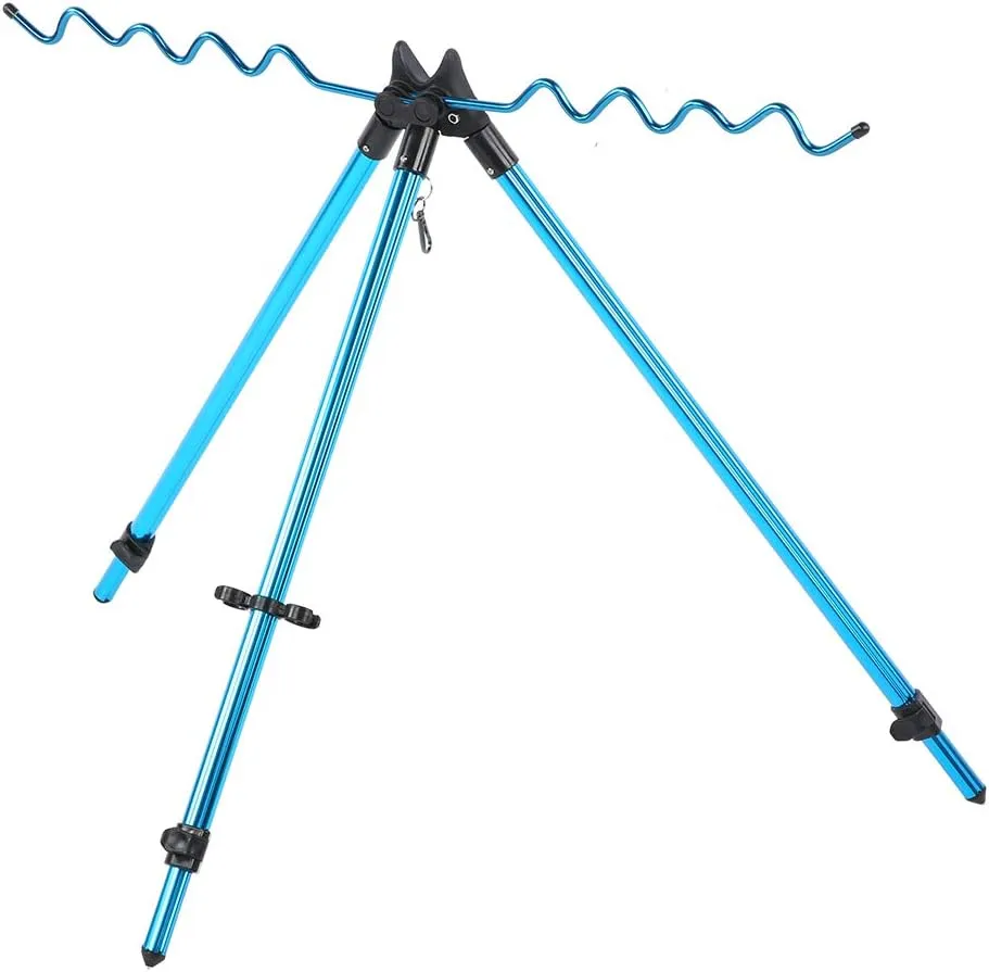 Telescopic Tripod Stand Rod Rest,Aluminum Fishing Tripod Bench Rod Holder with Adjustable Height for Sea Beach Shore Bank Fishing