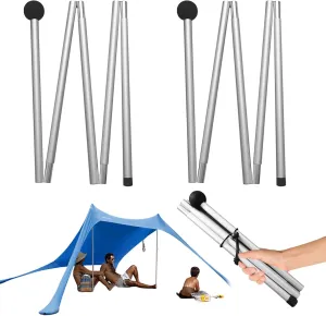 Telescoping Tarp Poles 63 Inch Total 8 Sections Tent Pole Aluminum Alloy Adjustable Tarp Poles Non-Slip Lightweight Beach Tent Poles for Camping Hiking Outdoor Sport Activities