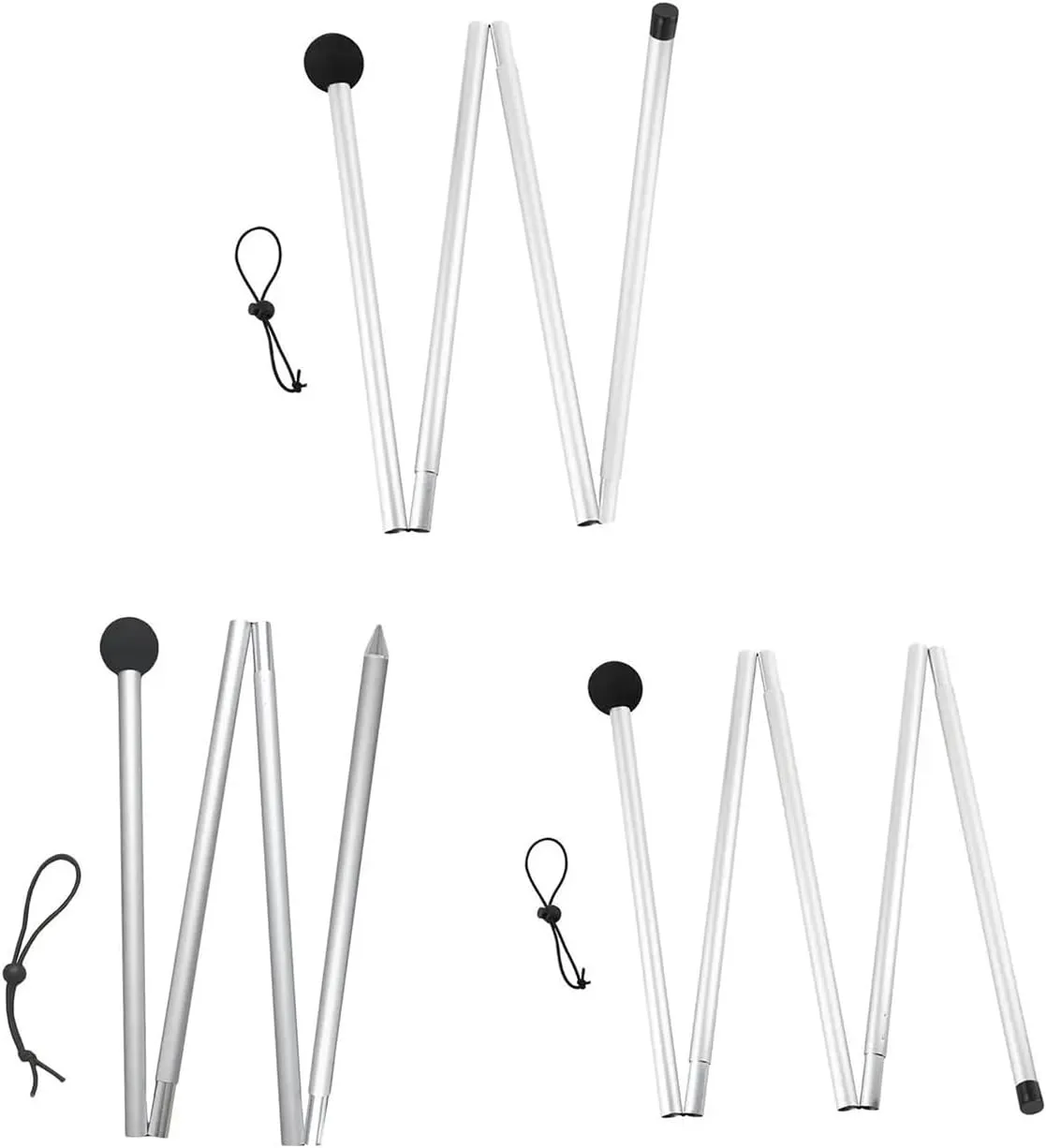 Tent Rods Lightweight Tarp Pole Adjustable Shelter Awning Support Pole Foldable Beach Tents Replacement Poles Camping(1.6M Flat tip)