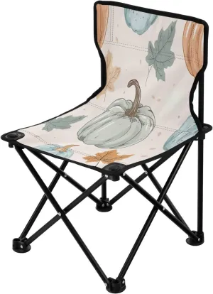 Thanksgiving Cartoon Pumpkin Portable Outdoor Folding Chair Anti-Slip Padded Oxford Cloth Stool Camping Chair Small for Beach Hiking Fishing Gardening Quad Camp Chair