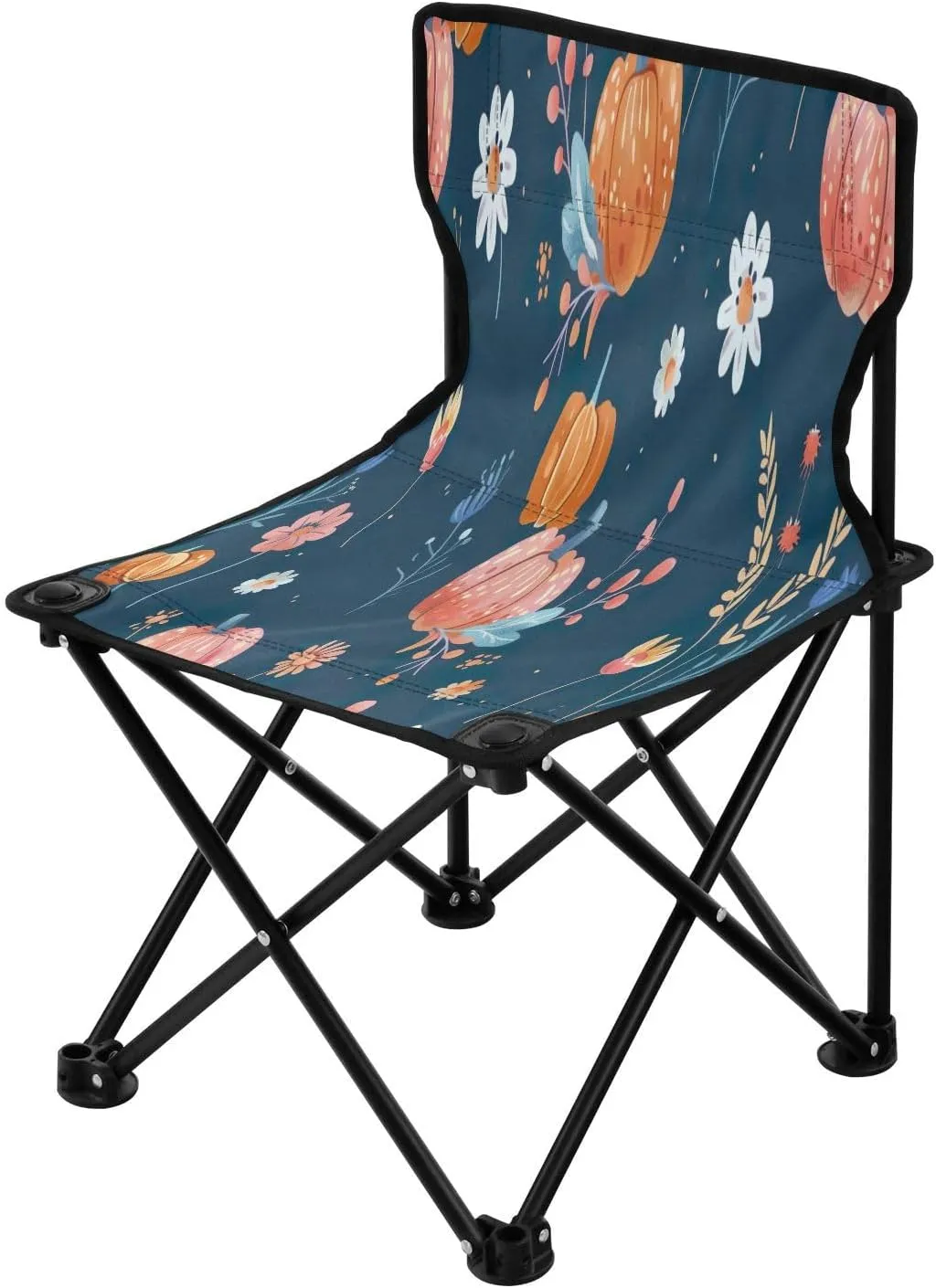 Thanksgiving Cartoon Pumpkin Portable Outdoor Folding Chair Anti-Slip Padded Oxford Cloth Stool Camping Chair Small for Beach Hiking Fishing Gardening Quad Camp Chair