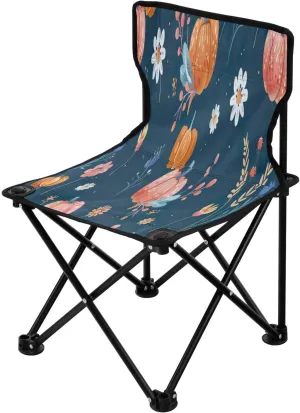 Thanksgiving Cartoon Pumpkin Portable Outdoor Folding Chair Anti-Slip Padded Oxford Cloth Stool Camping Chair Small for Beach Hiking Fishing Gardening Quad Camp Chair