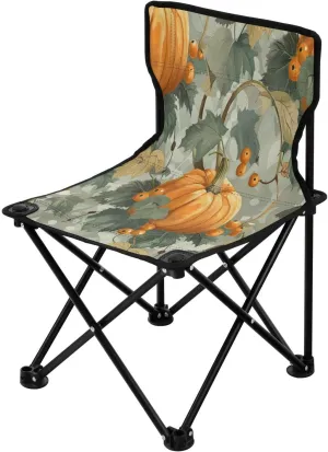 Thanksgiving Cartoon Pumpkin Portable Outdoor Folding Chair Anti-Slip Padded Oxford Cloth Stool Camping Chair Small for Beach Hiking Fishing Gardening Quad Camp Chair