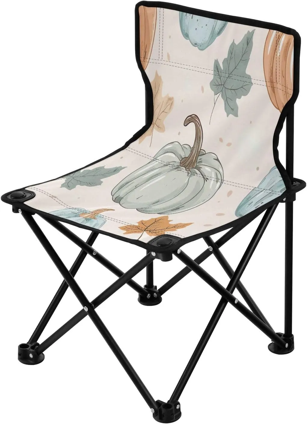 Thanksgiving Cartoon Pumpkin Portable Outdoor Folding Chair Anti-Slip Padded Oxford Cloth Stool Camping Chair Small for Beach Hiking Fishing Gardening Quad Camp Chair