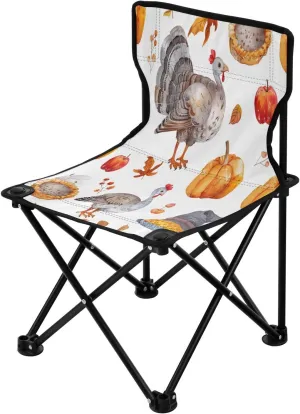 Thanksgiving Maple Leaf Turkey Portable Outdoor Folding Chair Anti-Slip Padded Oxford Cloth Stool Camping Chair Small for Beach Hiking Fishing Gardening Quad Camp Chair