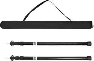 Thicken Aluminum Alloy Tent Pole Adjustable Tent Support Rod Beach Shelter Tarp Awning Pole Replacement Poles(Black 2pcs 3m)