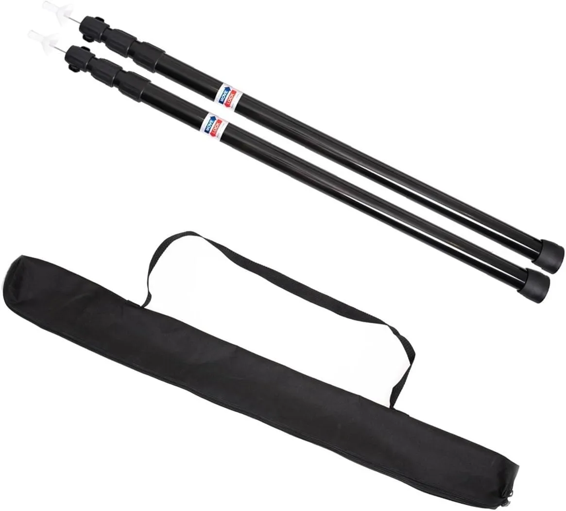 Thicken Aluminum Alloy Tent Pole Adjustable Tent Support Rod Beach Shelter Tarp Awning Pole Replacement Poles(Black 2pcs 3m)