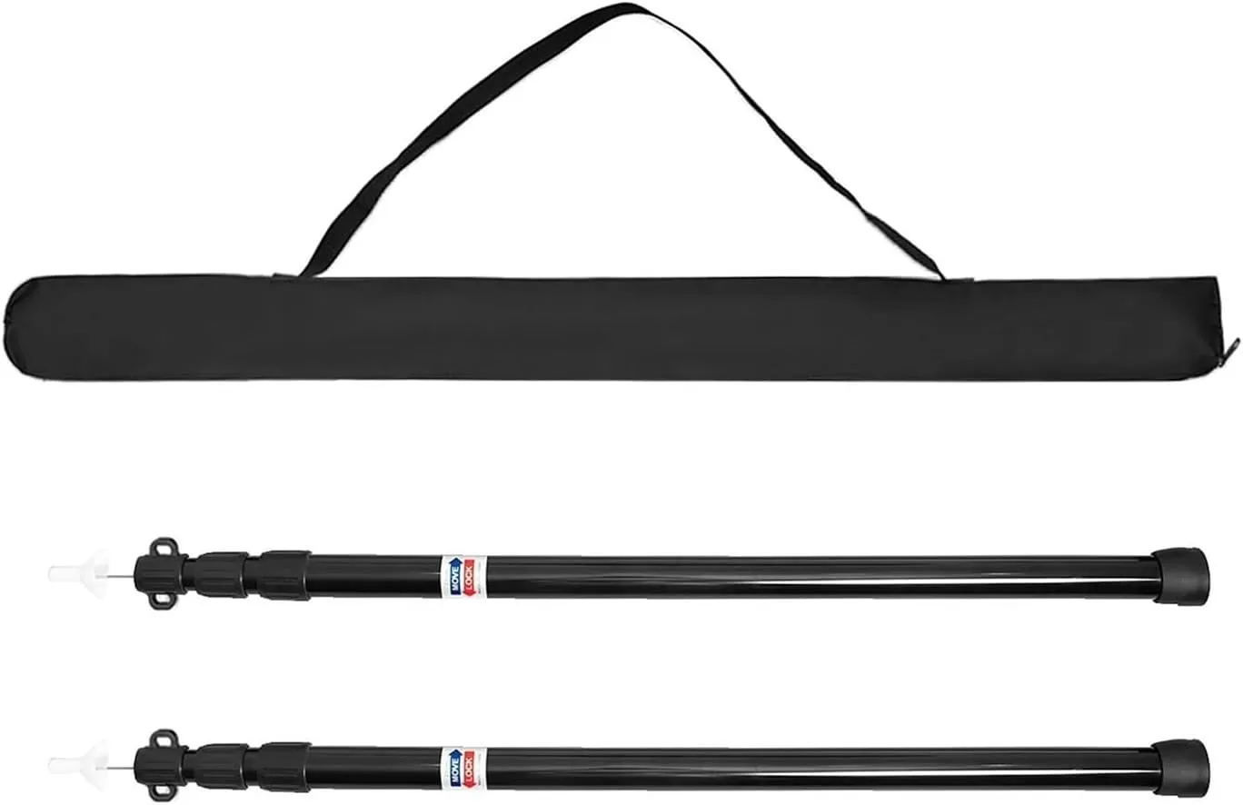 Thicken Aluminum Alloy Tent Pole Adjustable Tent Support Rod Beach Shelter Tarp Awning Pole Replacement Poles(Black 2pcs 3m)