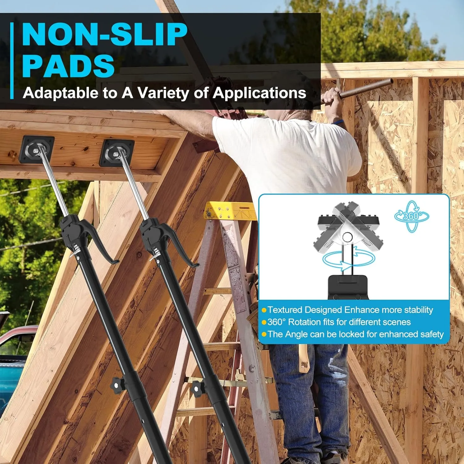 Third Hand Support Pole Heavy Duty, Cabinet Jacks for Installing Cabinets with 200 LBS Capacity and Expand from 15-4/5 to 23-3/5 in, 1-PC