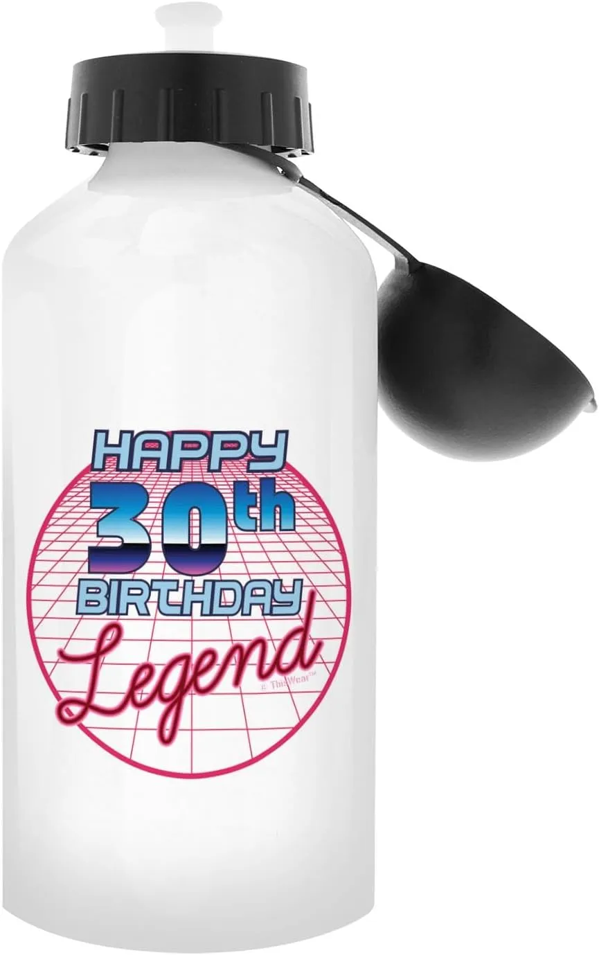 ThisWear 30th Birthday Decorations For Men Happy 30th Birthday Legend 20oz Aluminum Water Bottle with Carabiner Clip & Sport Top